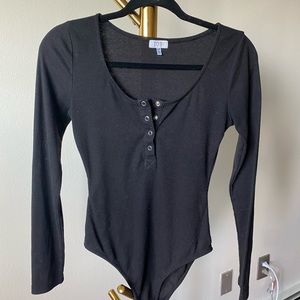 Black Henley body suit